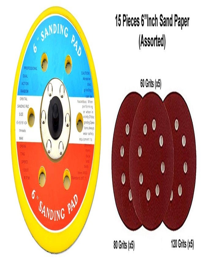 ISC 6" Inch Air Sanding Disc Pad With Emery Sandpaper Combo - Image 2